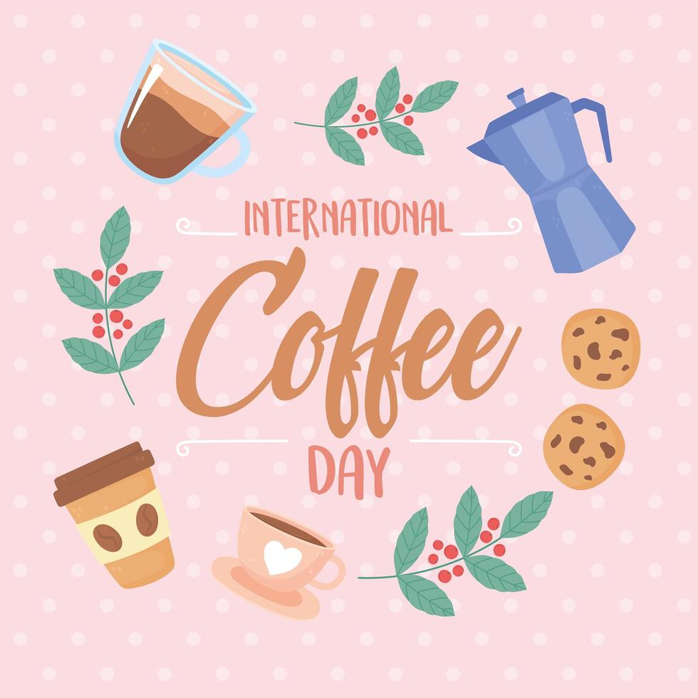 banner de celebración del día internacional del café vector