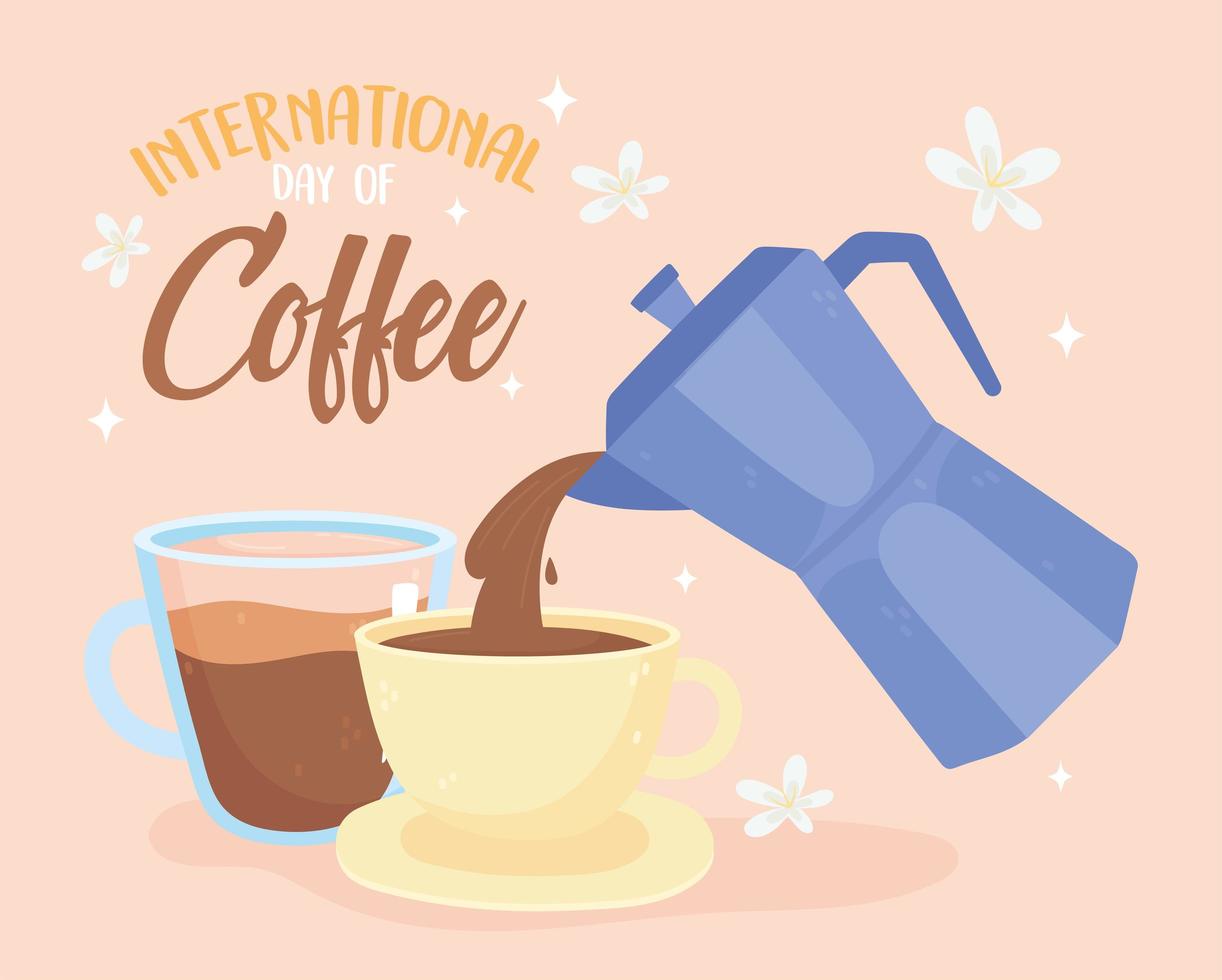 banner de celebración del día internacional del café vector