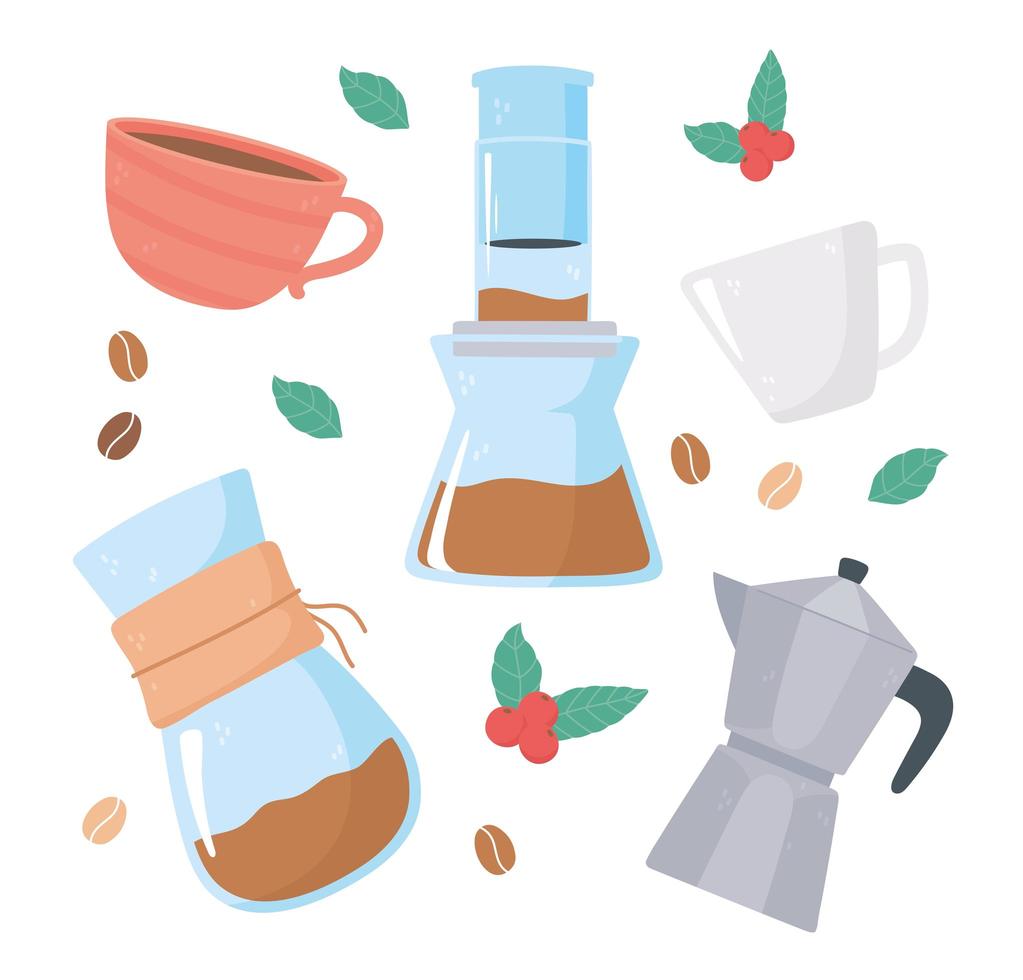 Coffee brewing methods vector