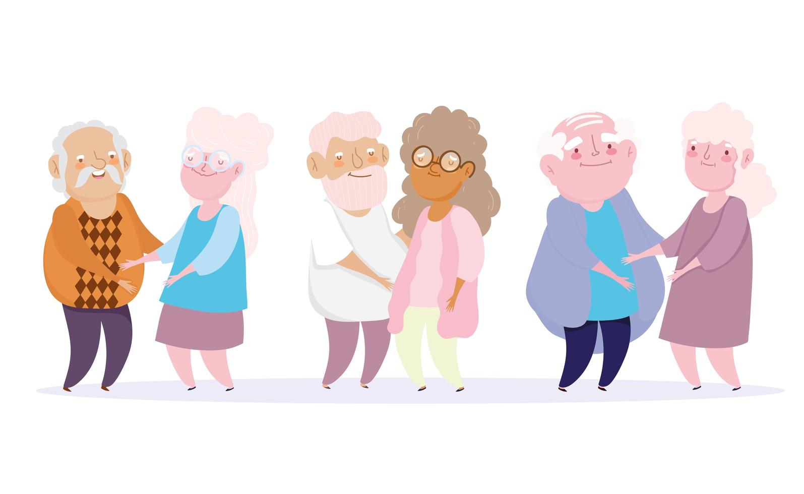 Cute couples of grandpa and grandma together vector