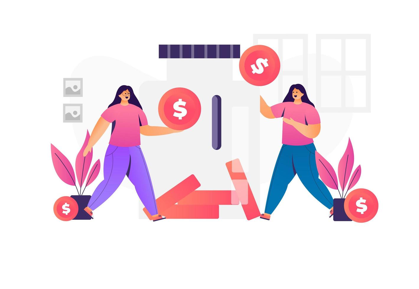 Illustration of money saving concept  vector