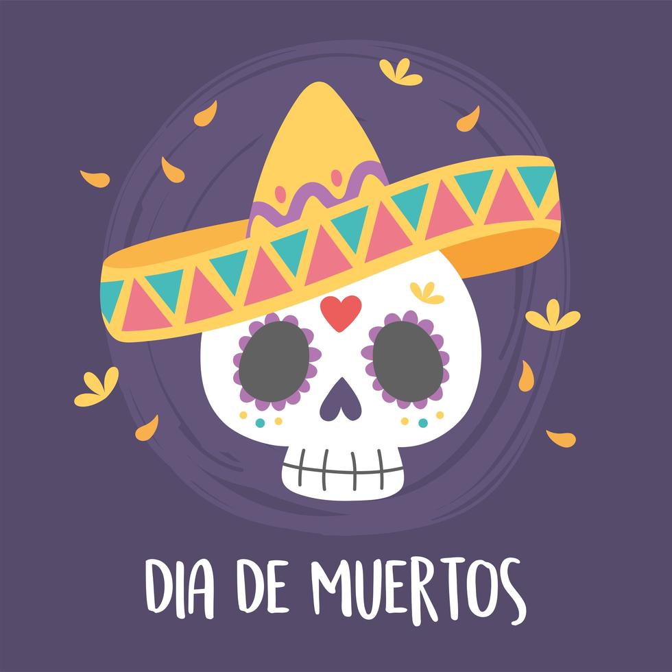 celebración del día de muertos con calavera de azúcar vector