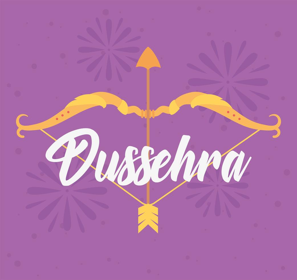 feliz festival de dussehra. tarjeta con arco y flecha vector