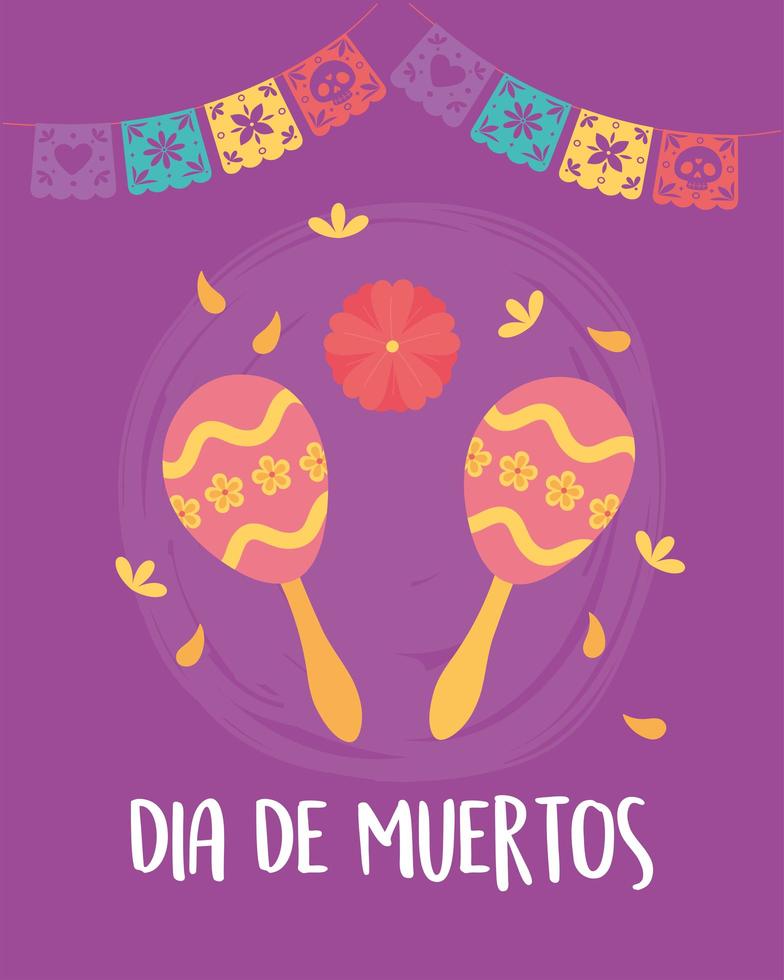 celebración del día de muertos con maracas vector