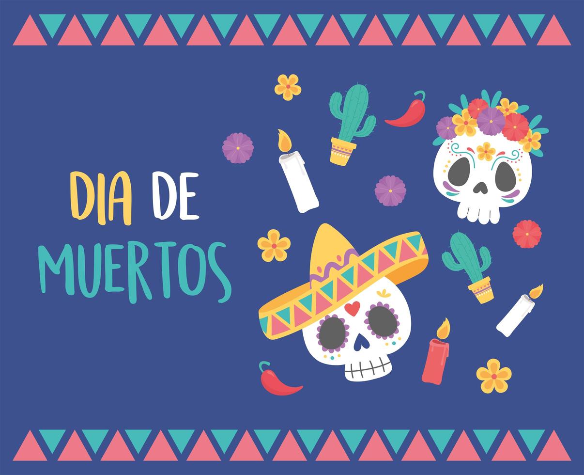 Day of the Dead celebration with sugar skulls vector