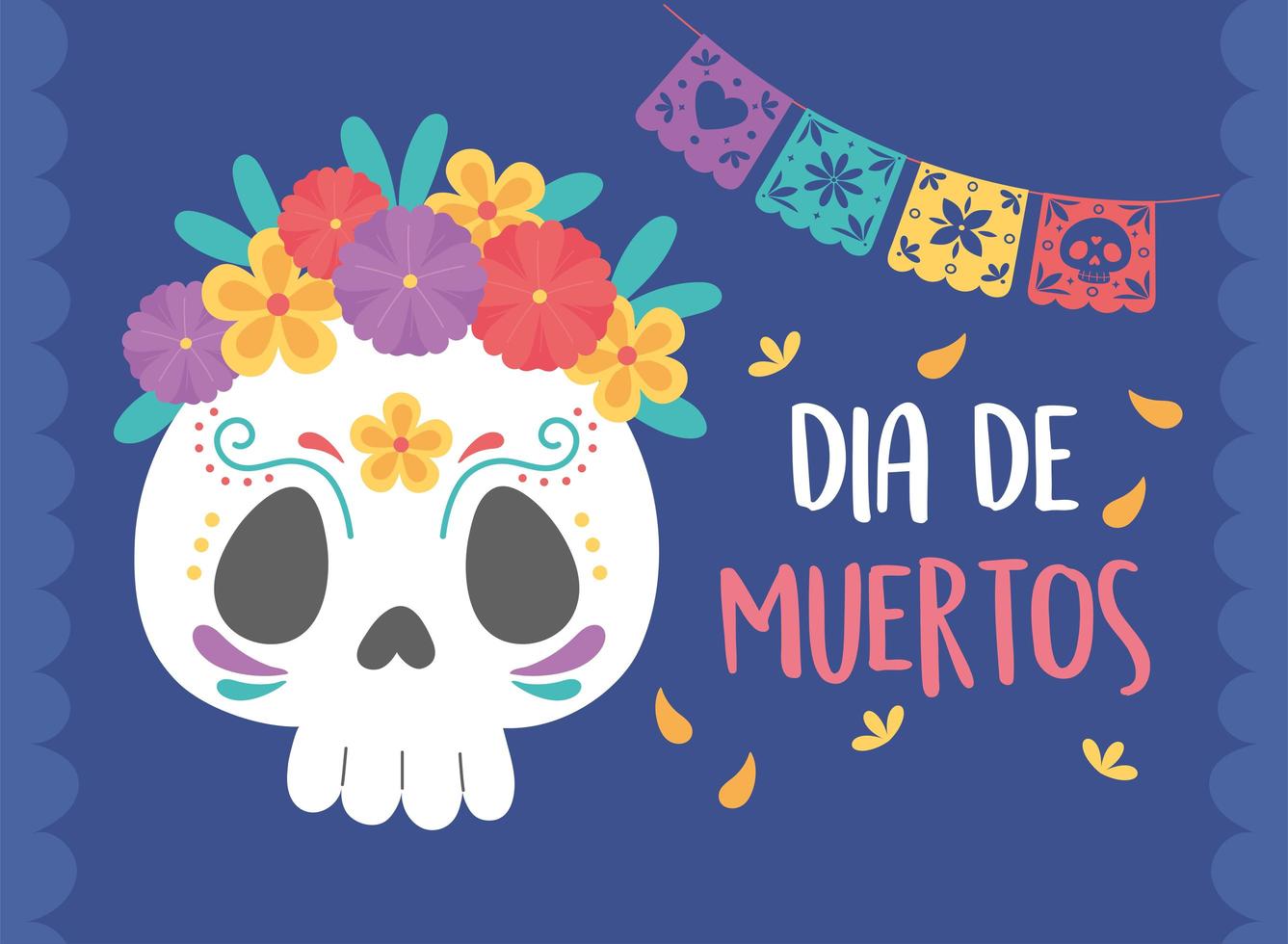 celebración del día de muertos con calavera de azúcar vector