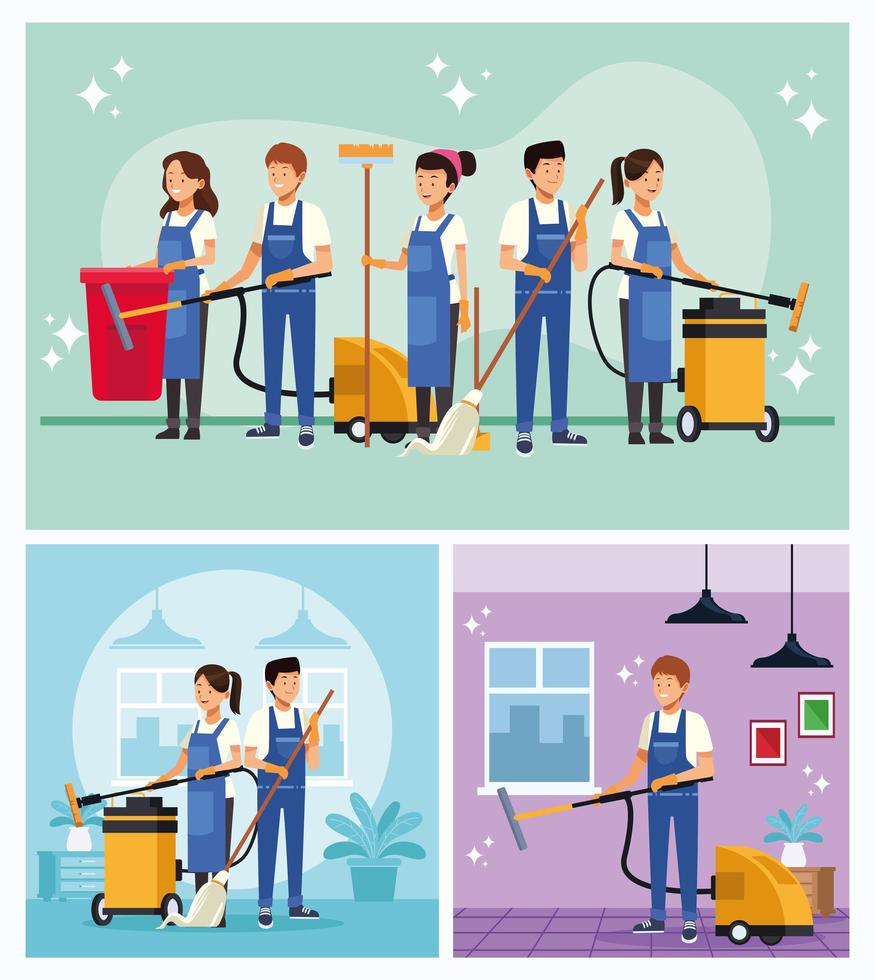 Housekeeping team worker set  vector