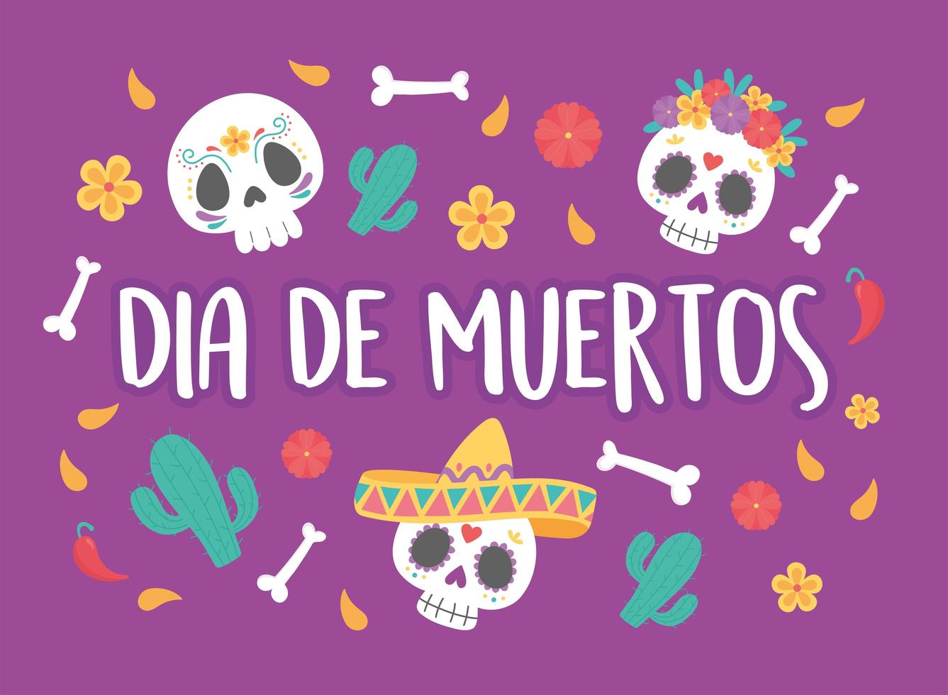 Day of the Dead celebration with sugar skulls vector