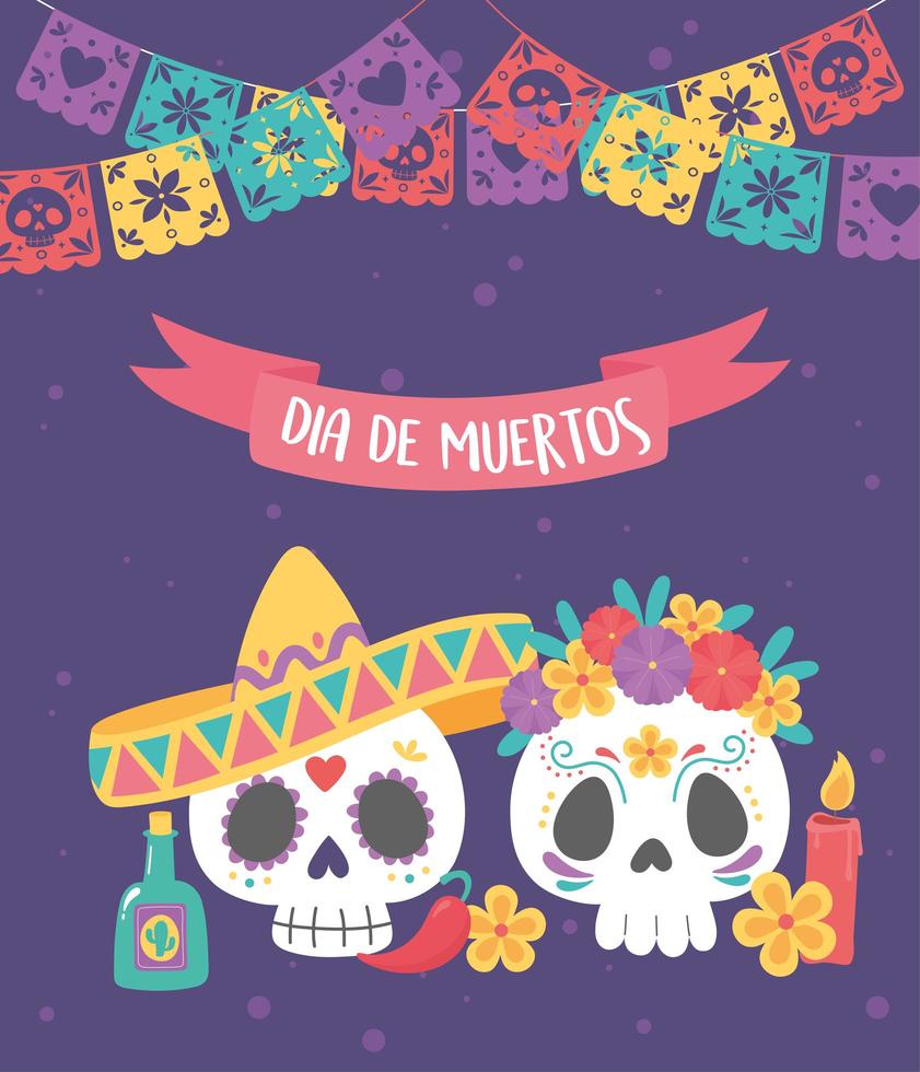 Day of the Dead celebration with sugar skulls vector
