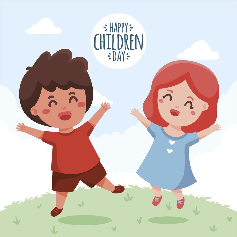 Cheerful Children Celebrating Children Day vector