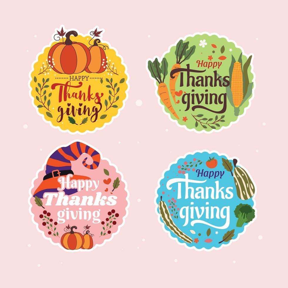 Colorful Thanksgiving Sticker or Label Pack vector