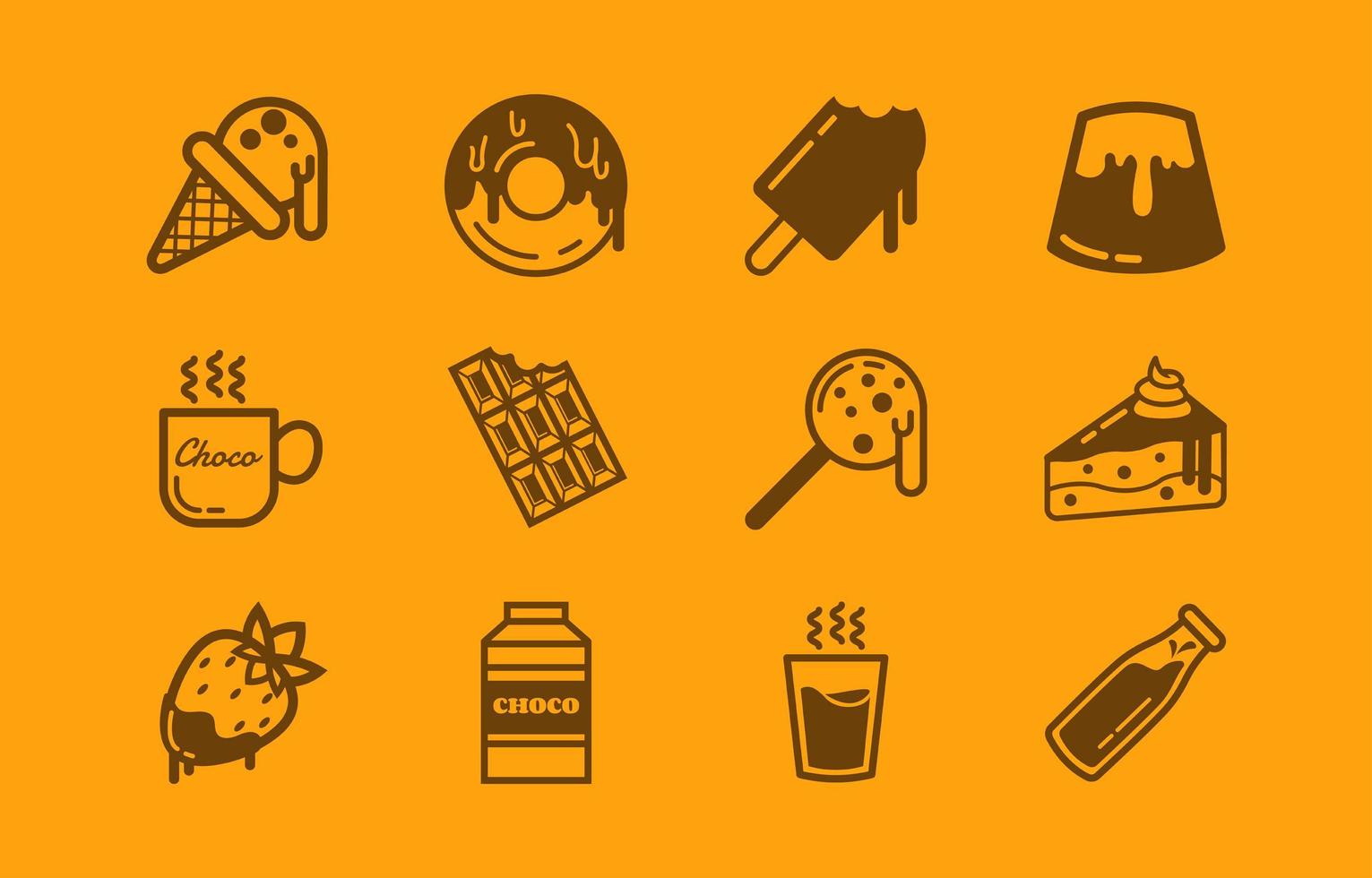Variety of Simple Chocolate Icon Packs vector