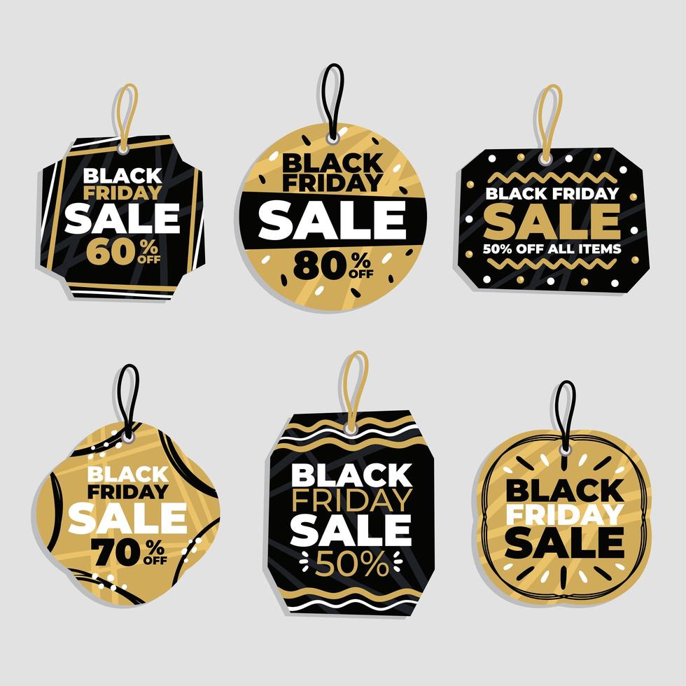 Abstract Black Friday Sale Label Set vector