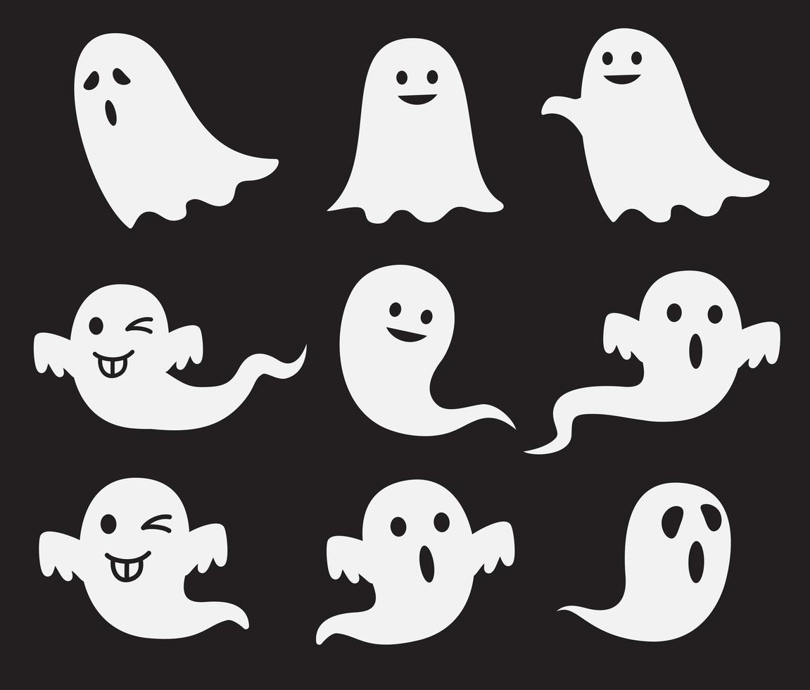 halloween lindo fantasma conjunto vector