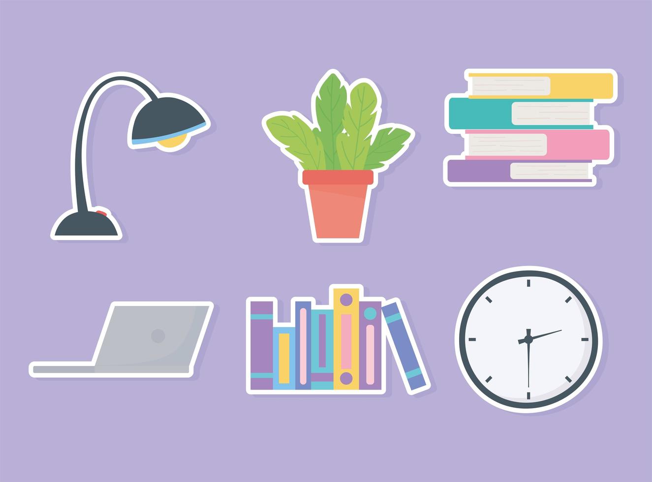 Set of office workspace interior elements vector