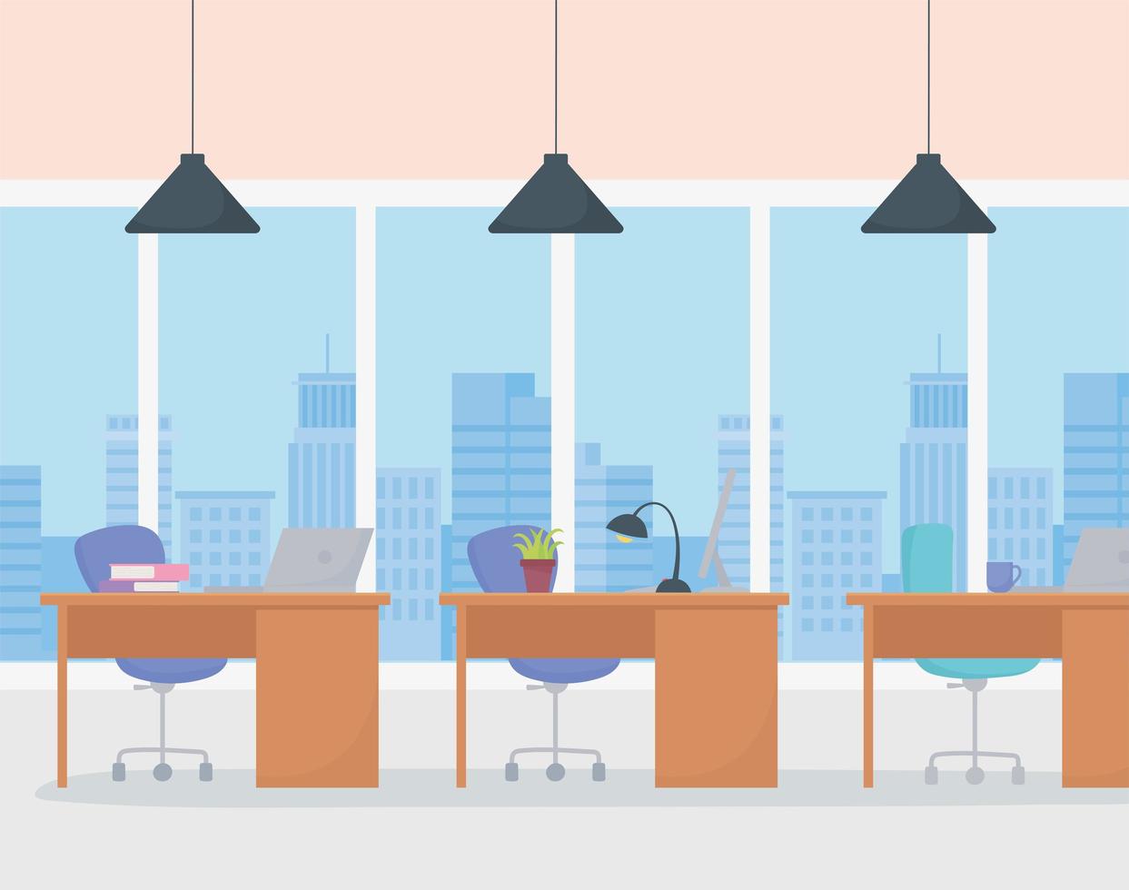 Modern office workspace vector