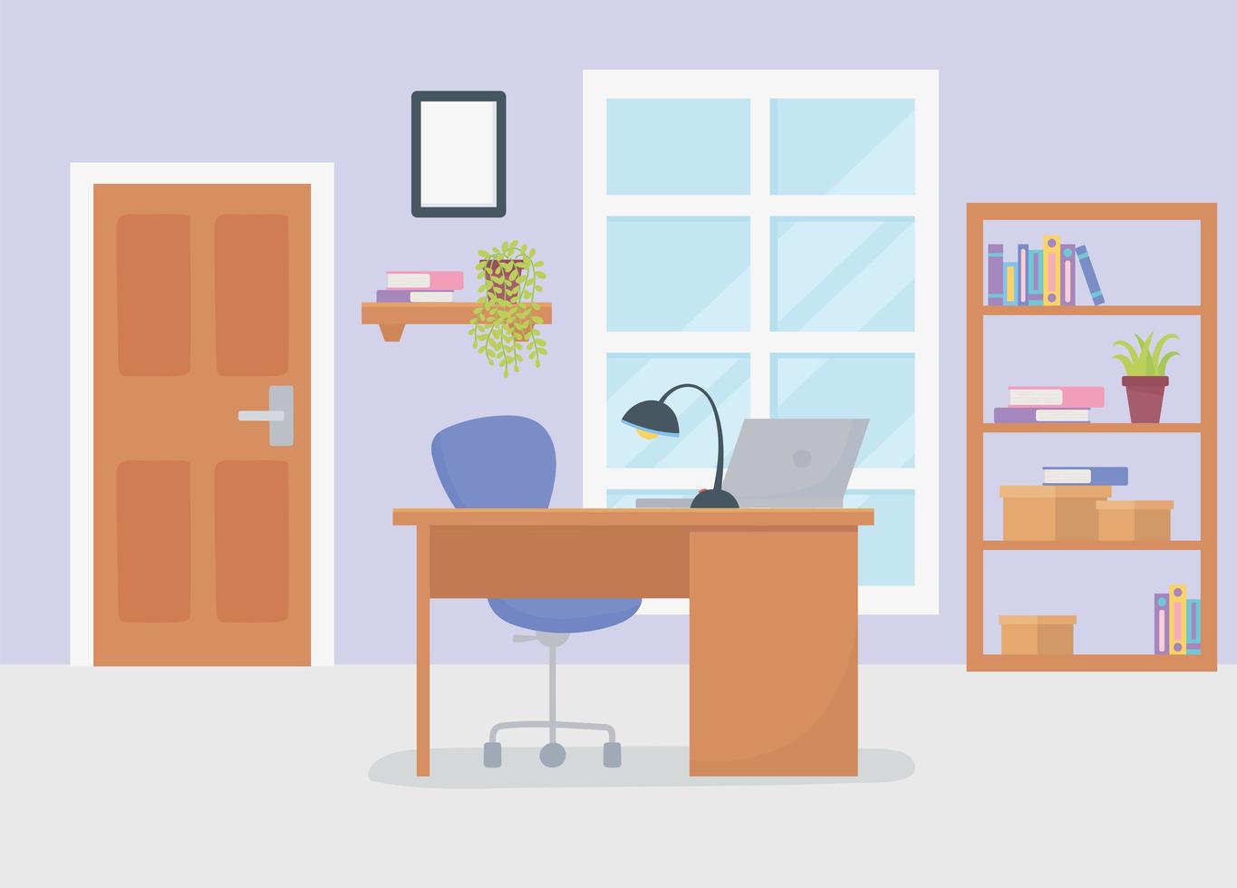 Office workspace interior vector