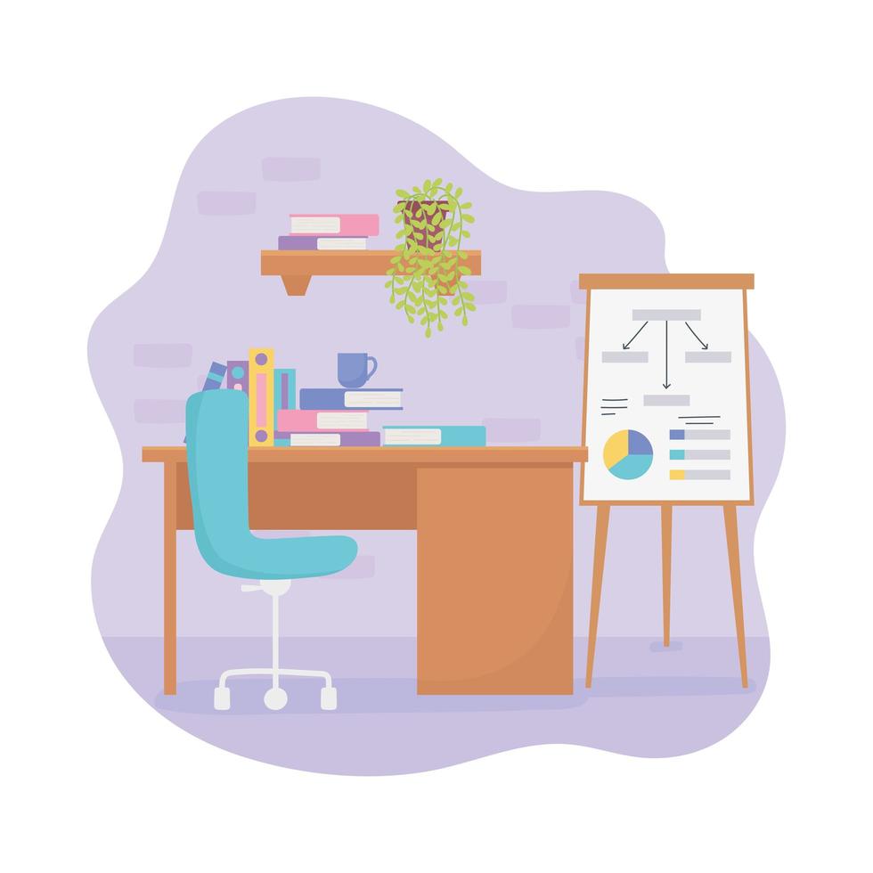 Office workspace interior vector