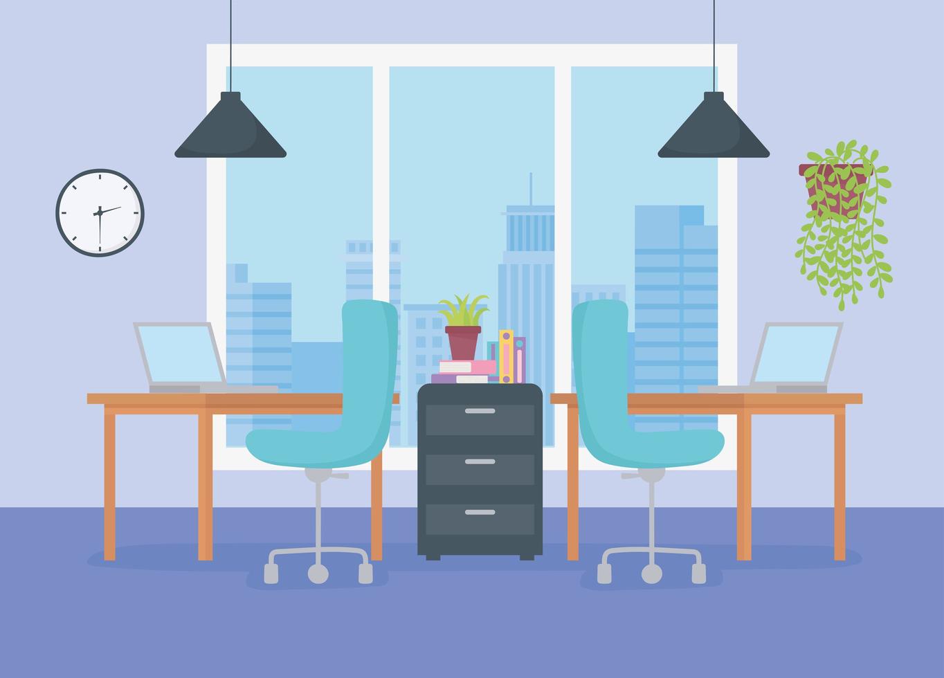 Modern office workspace vector