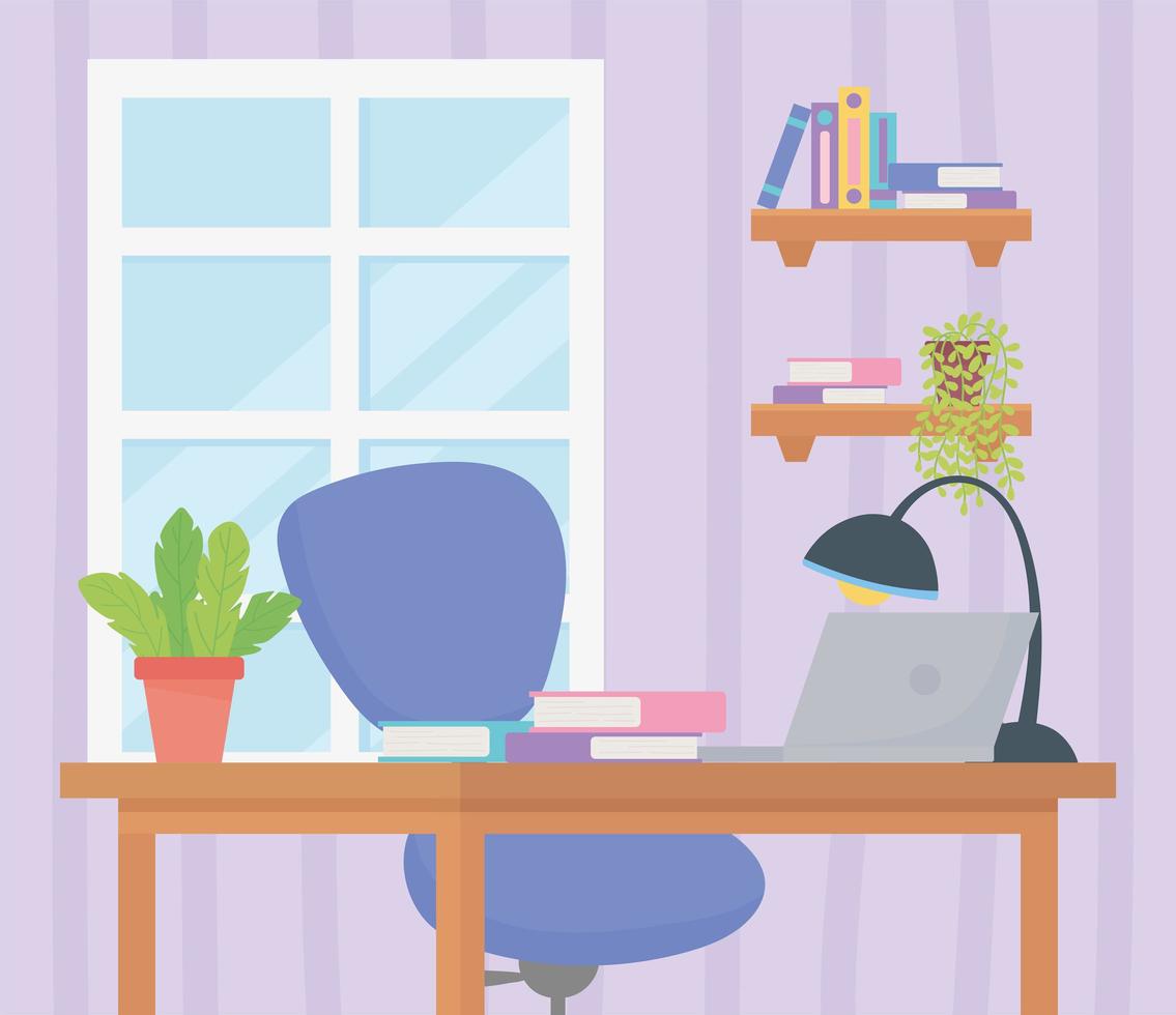 Cute workspace interior vector