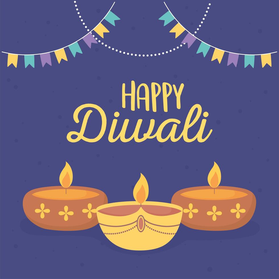 Lámparas para la celebración del festival de luces de diwali. vector