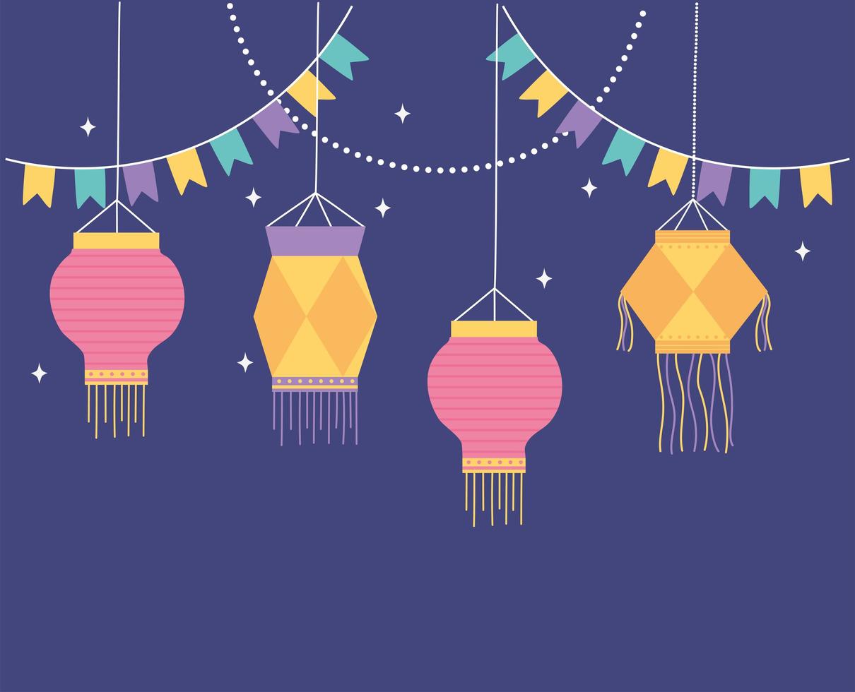 Lanterns background for festival celebration vector