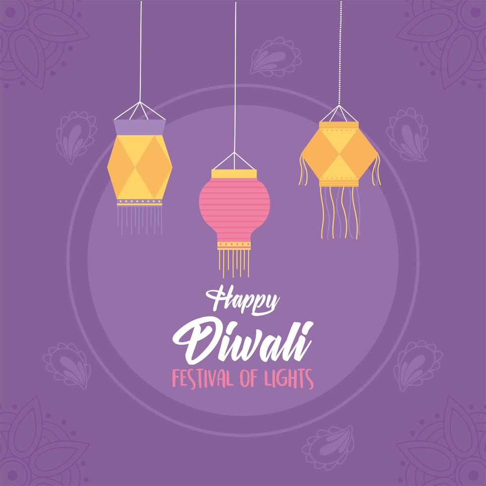 linternas para la celebración del festival de luces diwali vector