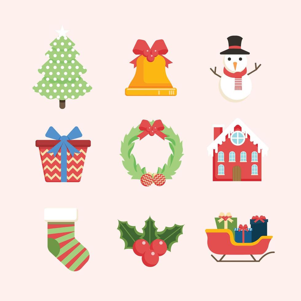 Colorful Christmas Items icon Collection vector