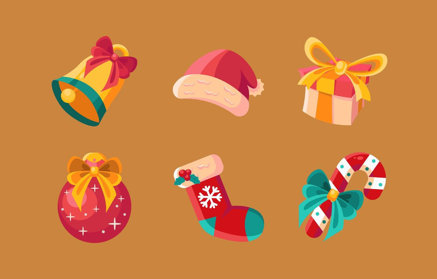 paquete de iconos de detalle de artículos navideños vector