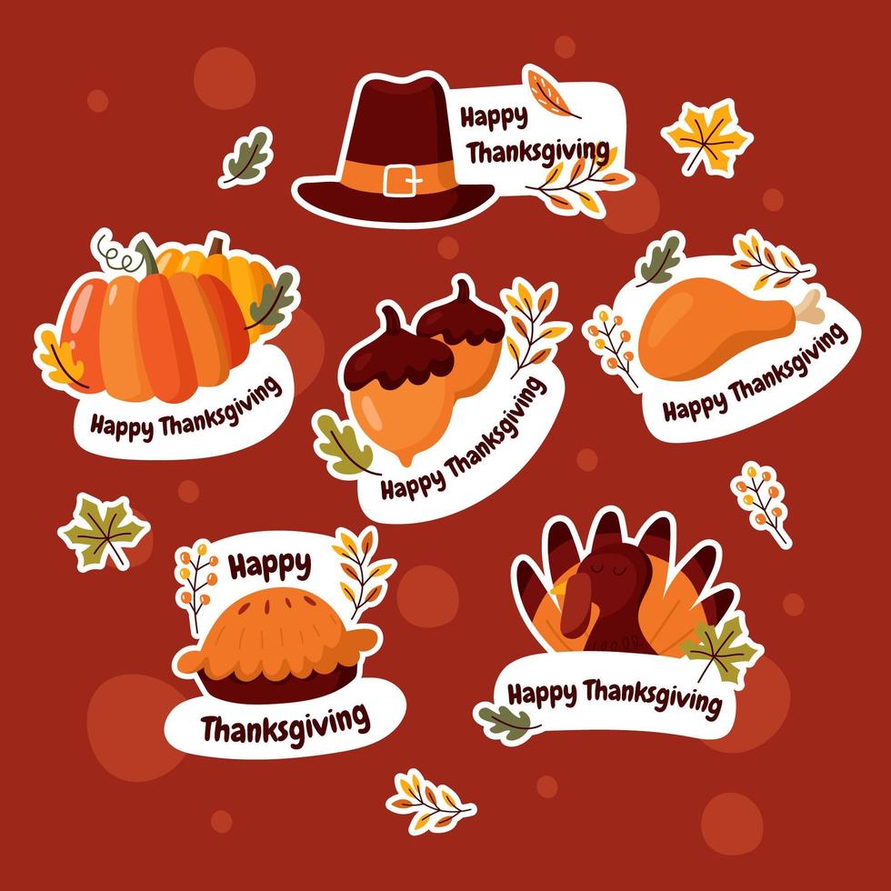 Thankgiving Stickers Collection vector