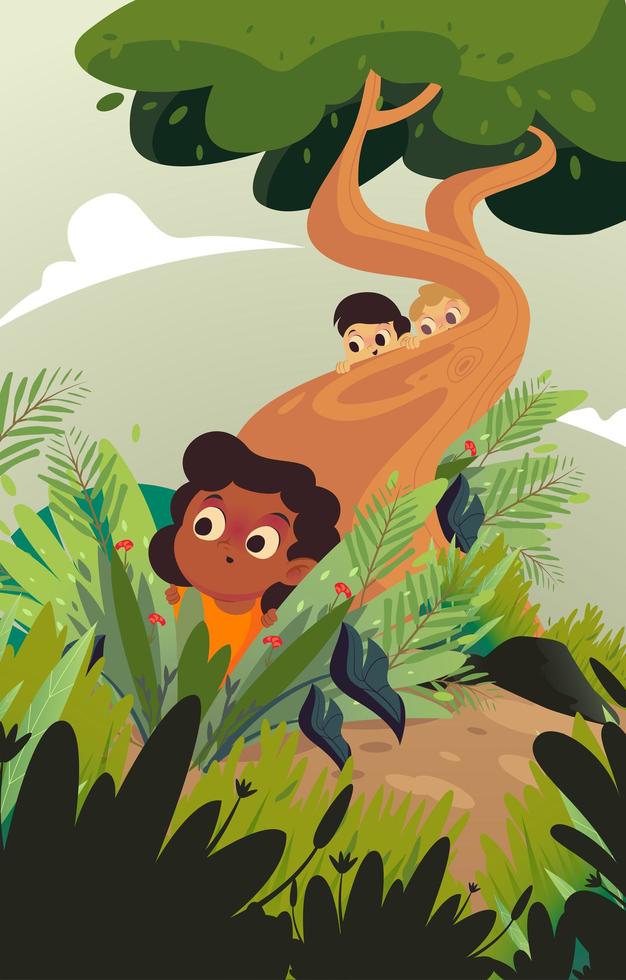 Celebrate Children's Day and Play Hide and Seek the Garden vector