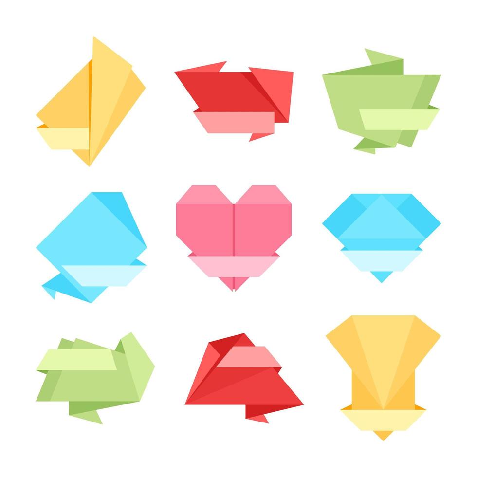 Colourful Origami Label Collection vector