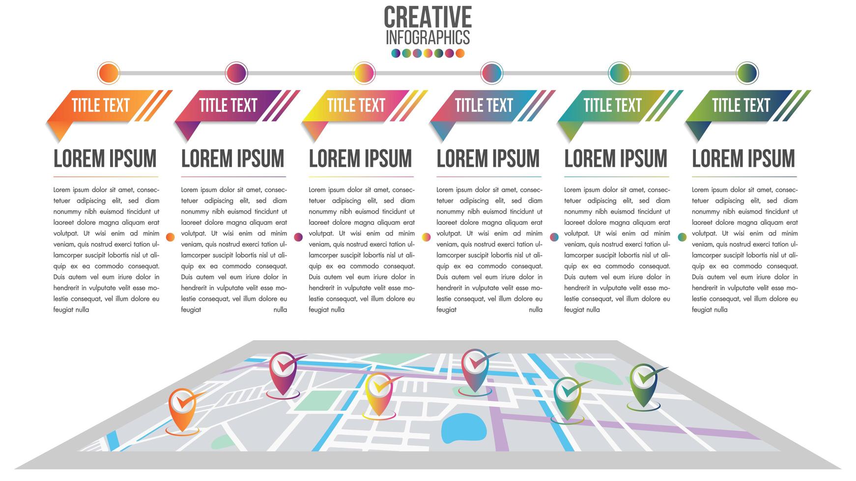 infografía moderna línea de tiempo con sistema de mapa vector