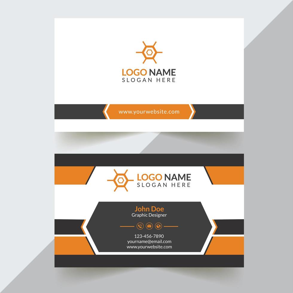 Orange, Black and White Corporate Business Card Template vector