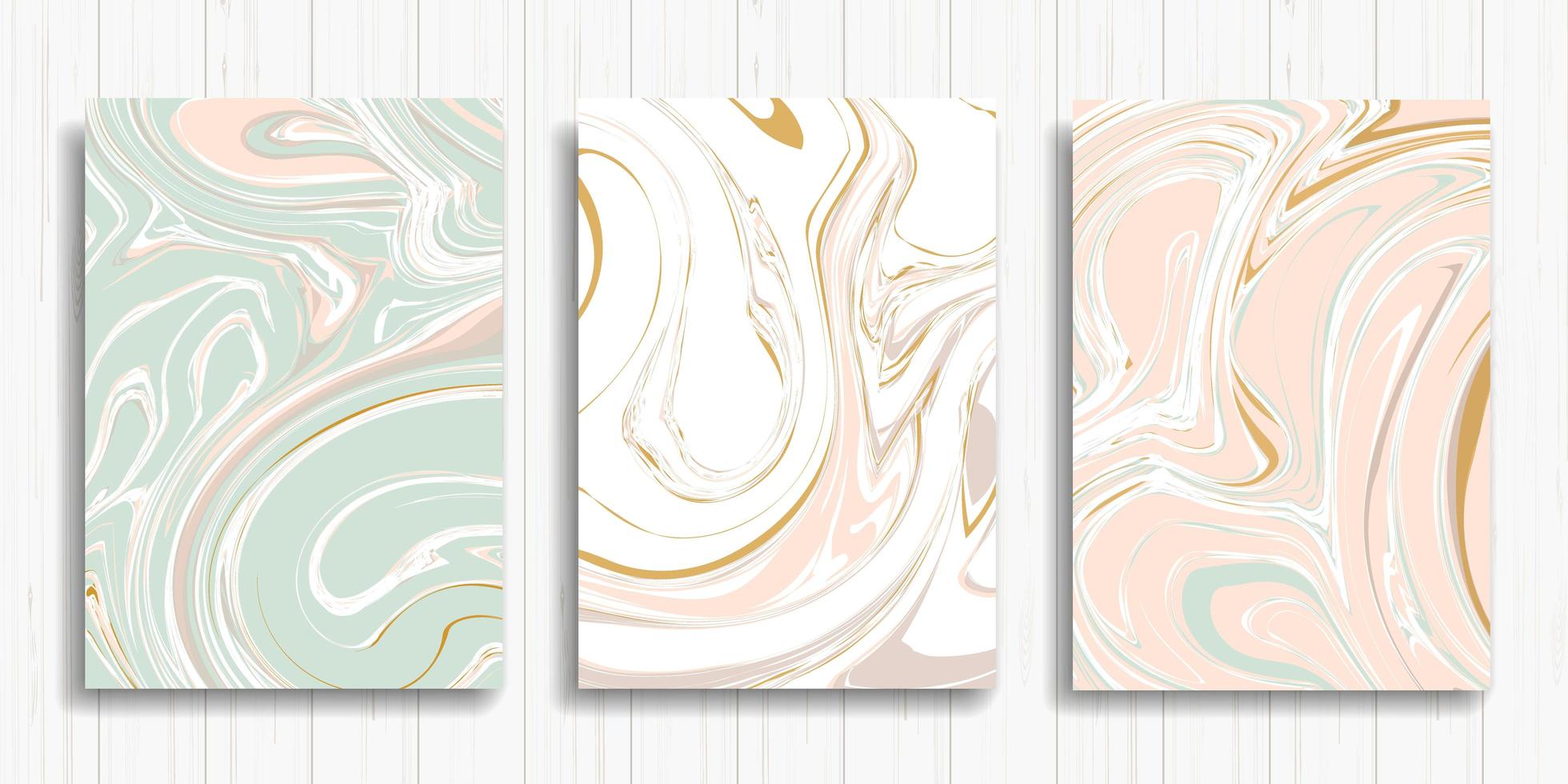 conjunto de lindas tarjetas pastel remolino de pintura vector