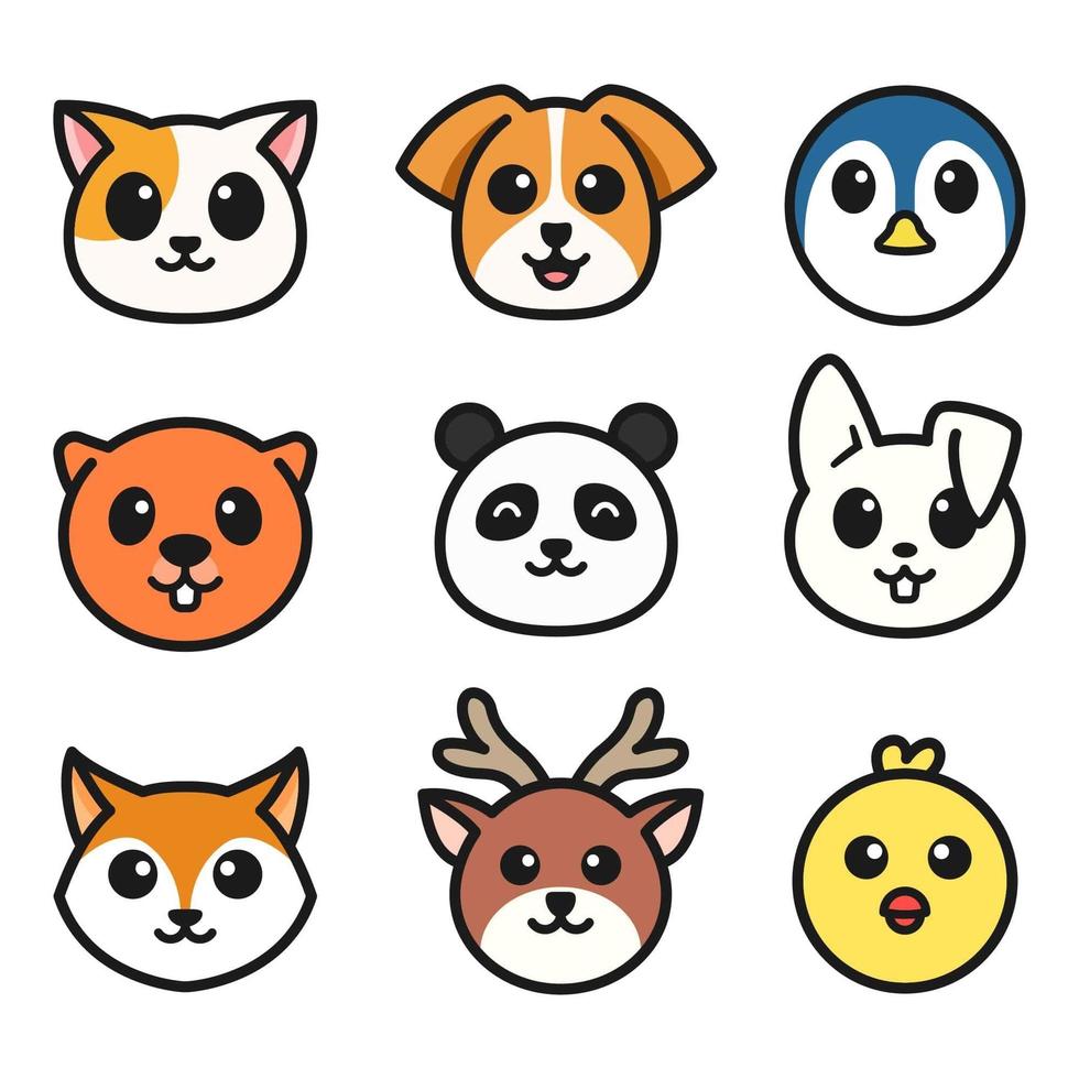 Cartoon Animals Face Collection vector