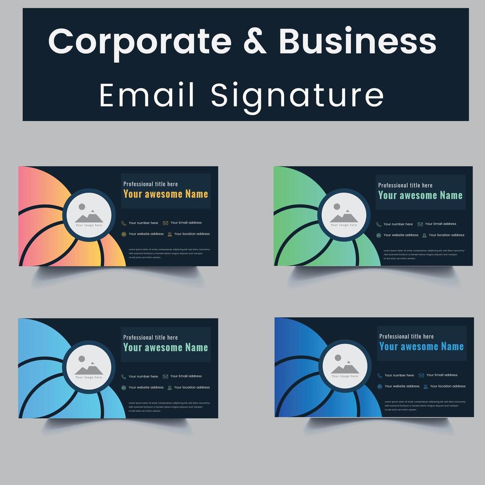 Professional and Personal Email Signature Template Set vector