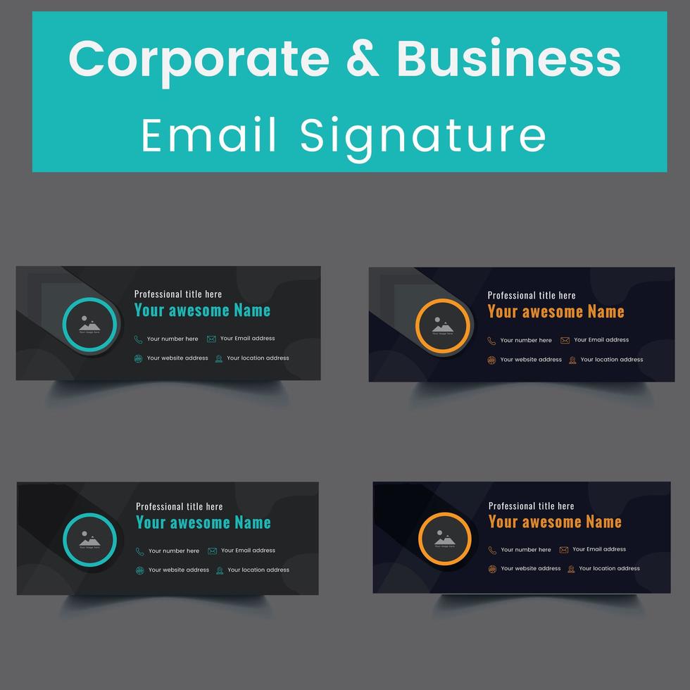 Professional and Personal Email Signature Template Set vector