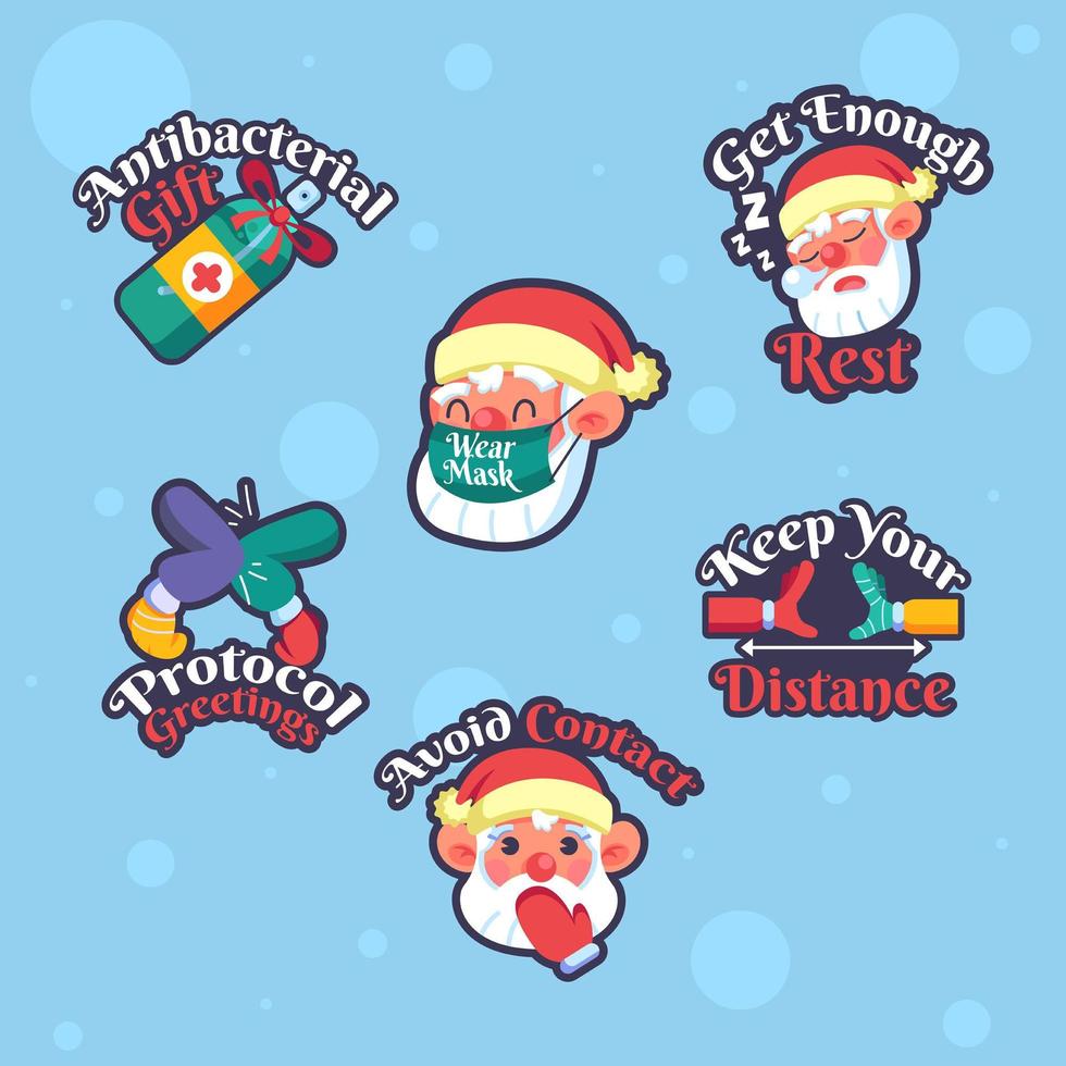 pack de pegatinas de santa y navidad con protocolo vector