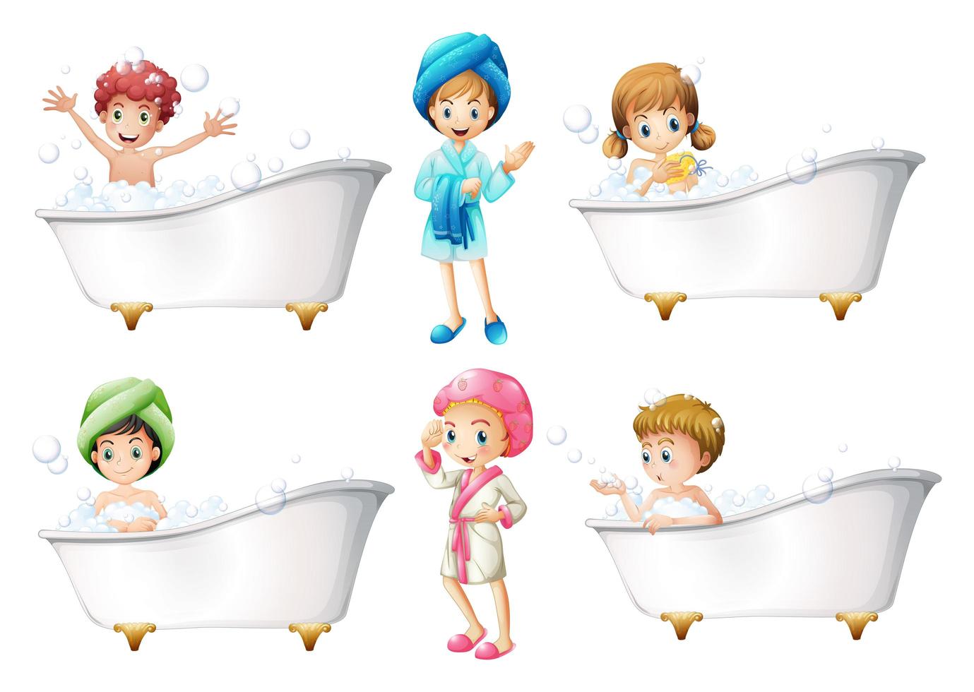 juego de baño para niños vector