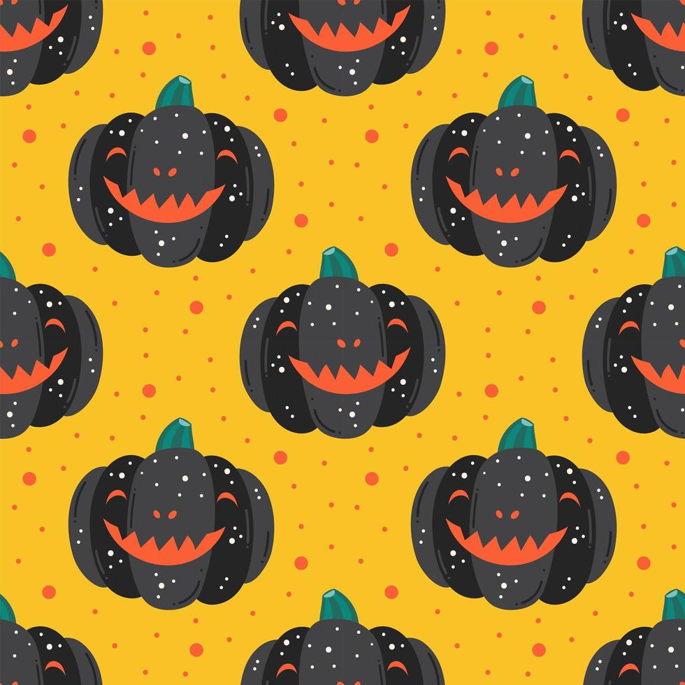 Spooky black pumpkins with smile pattern vector