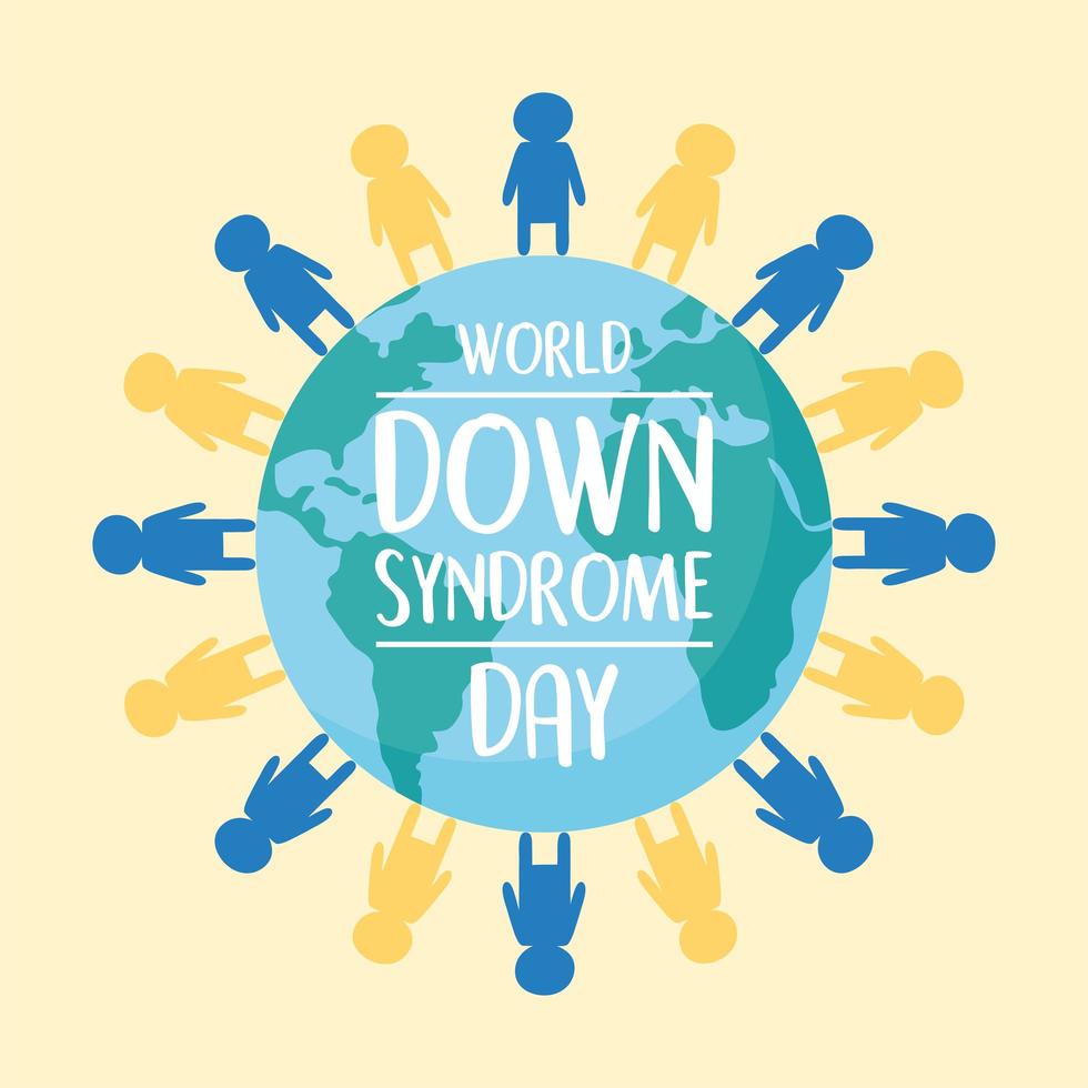 World down syndrome day. Children around planet  vector