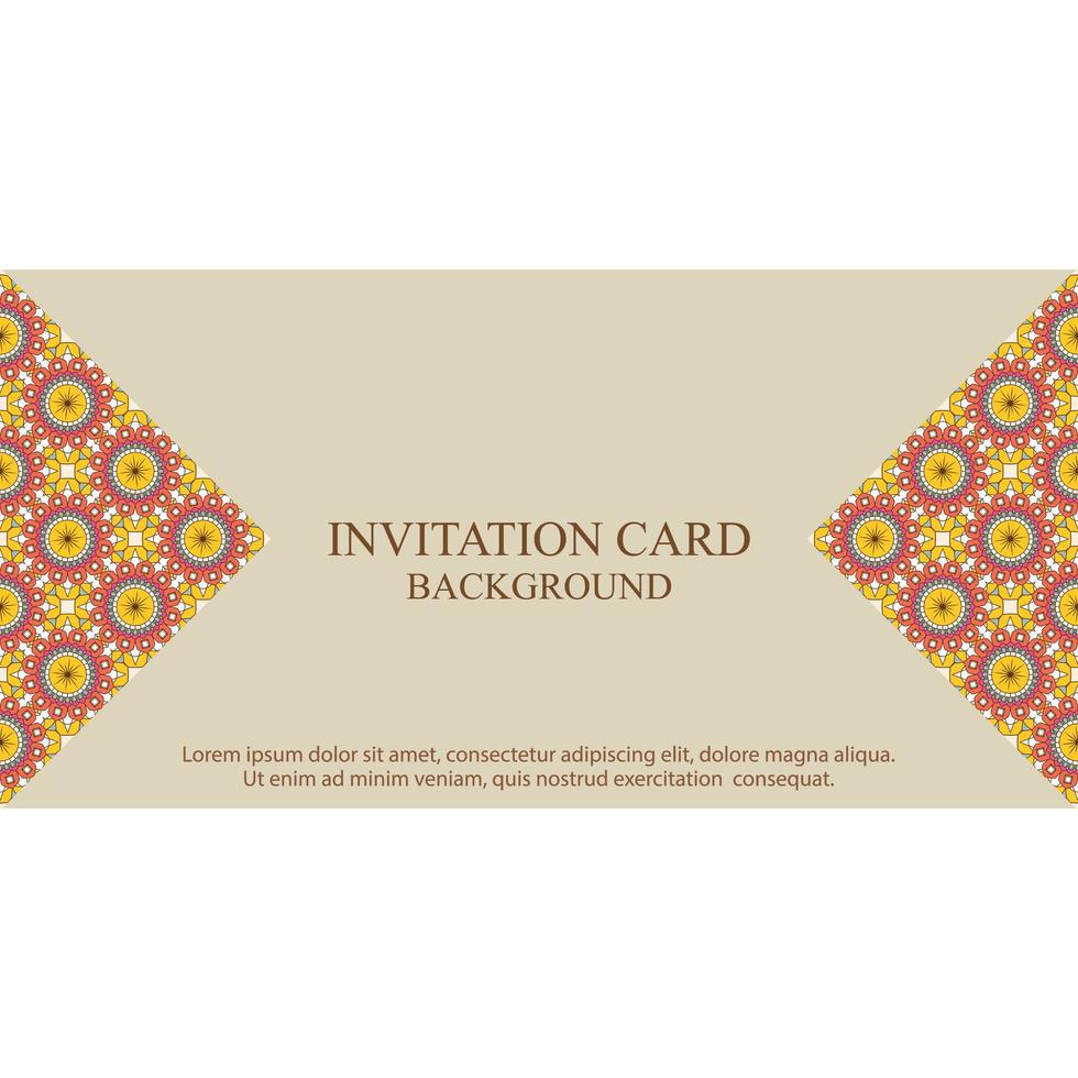 Invitation card template with boho pattern vector