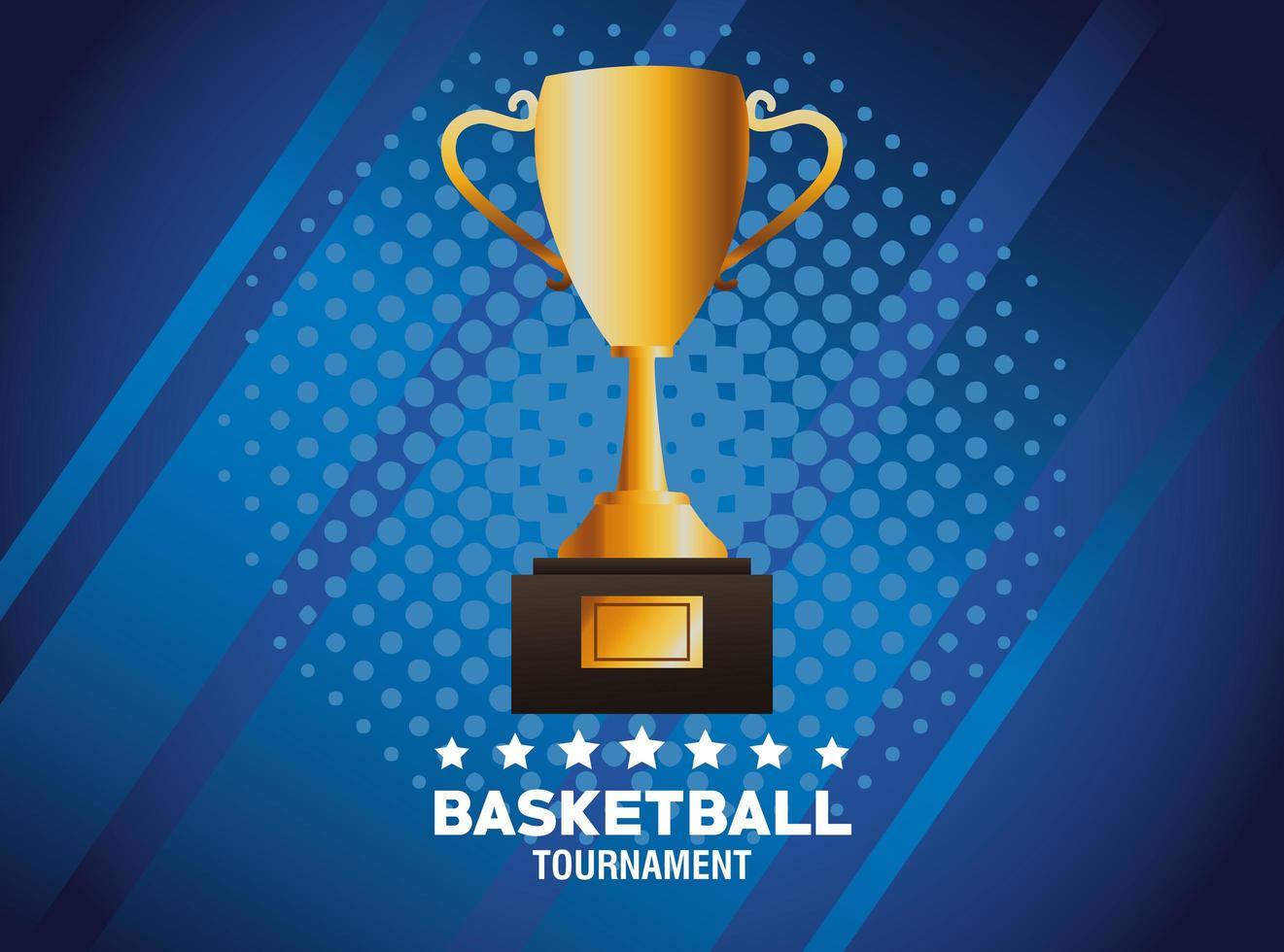 Banner de torneo de baloncesto con trofeo. vector