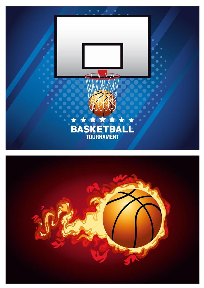 Basketball tournament banner set  vector