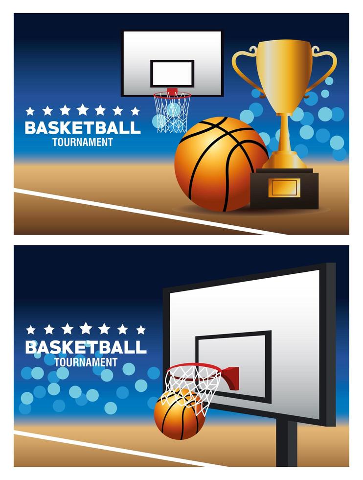 conjunto de banners de torneo de baloncesto vector