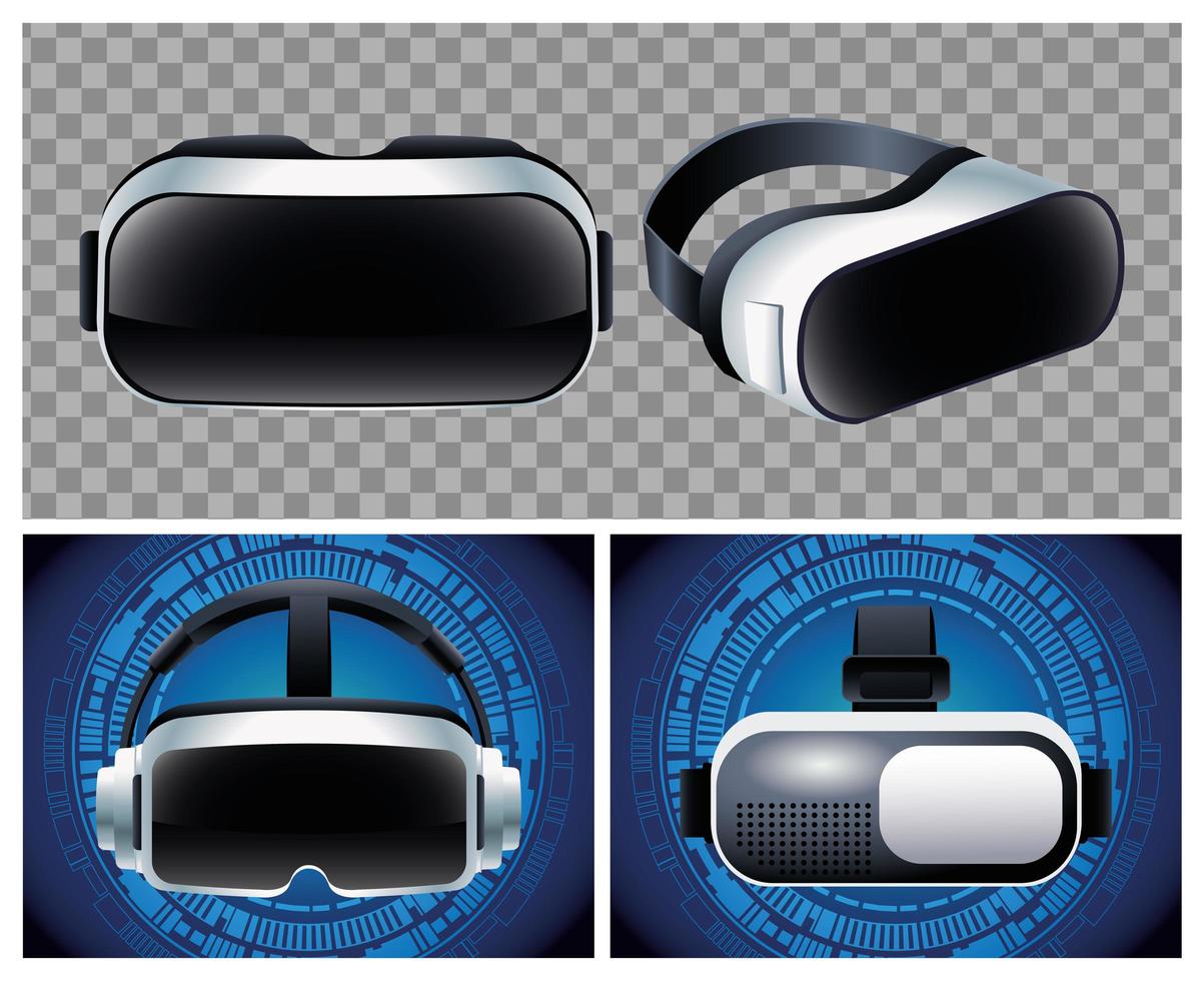 Four Virtual Reality Masks Accessories vector