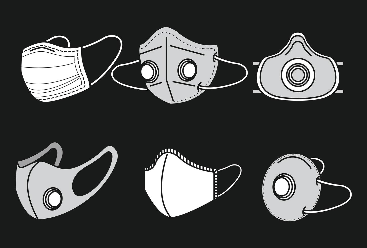 conjunto de mascarillas médicas vector