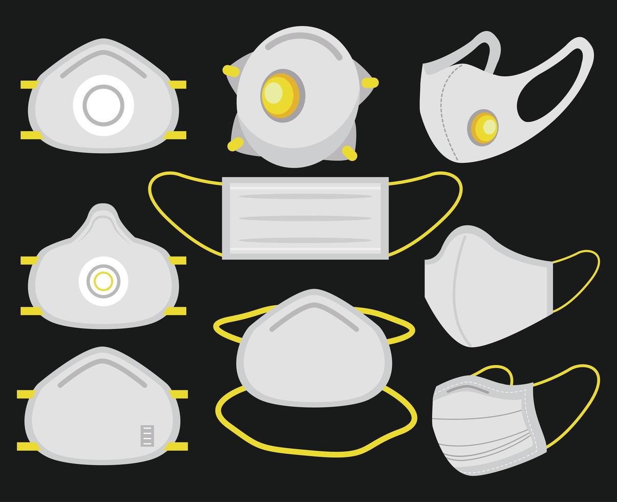 Set of medical face masks vector