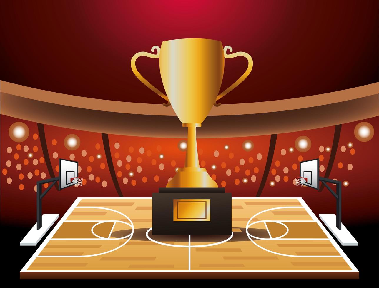 Banner de torneo de baloncesto con trofeo. vector